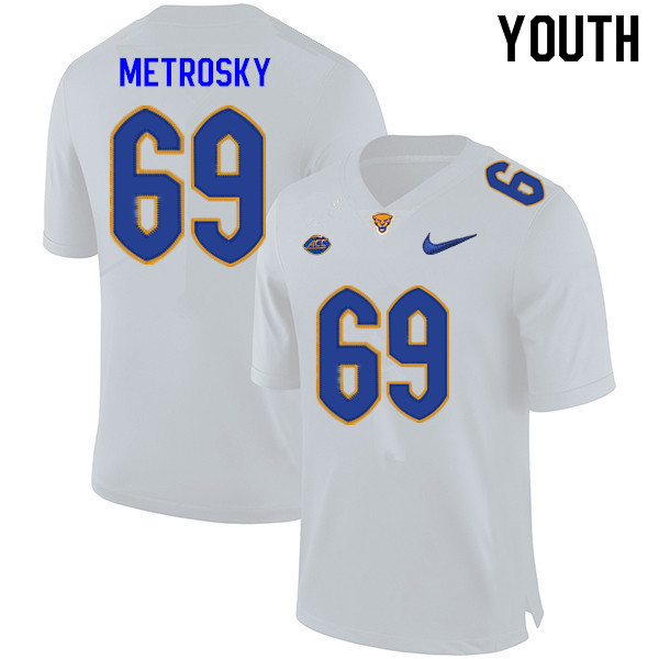 Youth #69 Matt Metrosky Pitt Panthers College Football Jerseys Sale-White